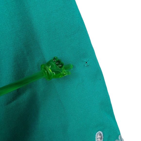 Bob Mackie Wearable Art Green Floral Embroidered Zip Up 3/4 Sleeve Jacket Sz M - Picture 6 of 6